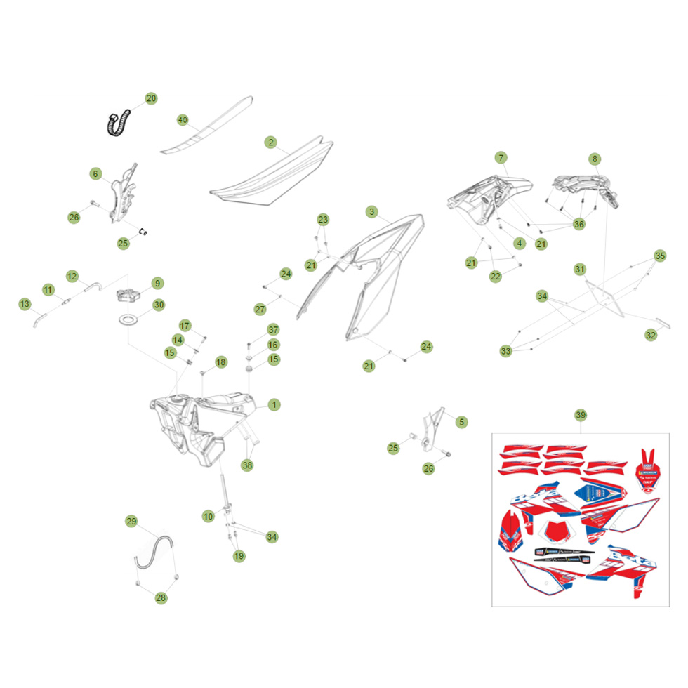 Beta RR480 Racing 15 Verkleidung/Sitzbank/Tank 1 Ersatzteile