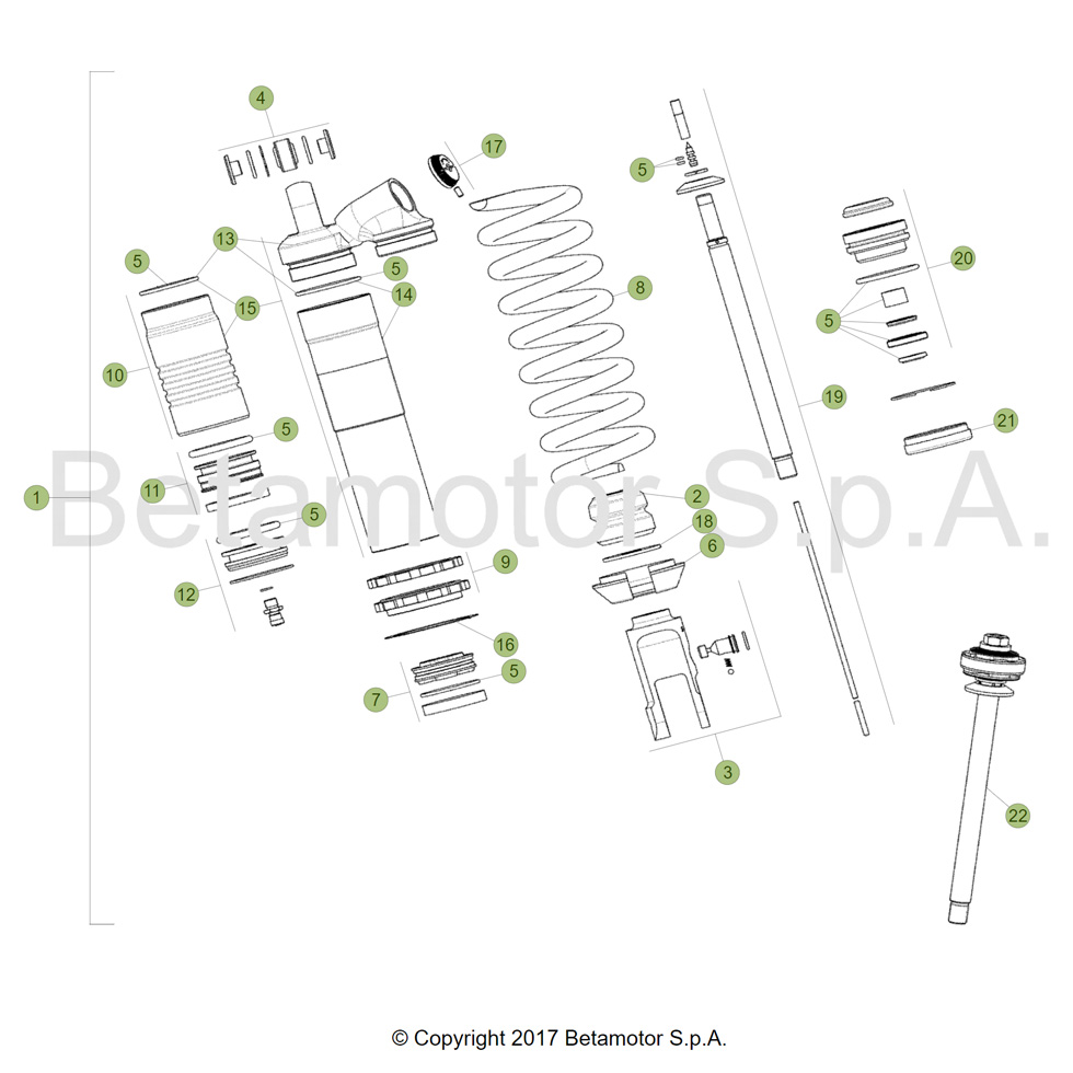 Beta RR390 4T 18 Schwingarm/Federbein 2 Ersatzteile