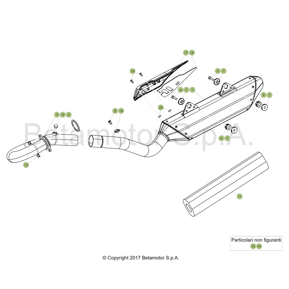 Beta RR390 4T 18 Auspuffsystem Ersatzteile