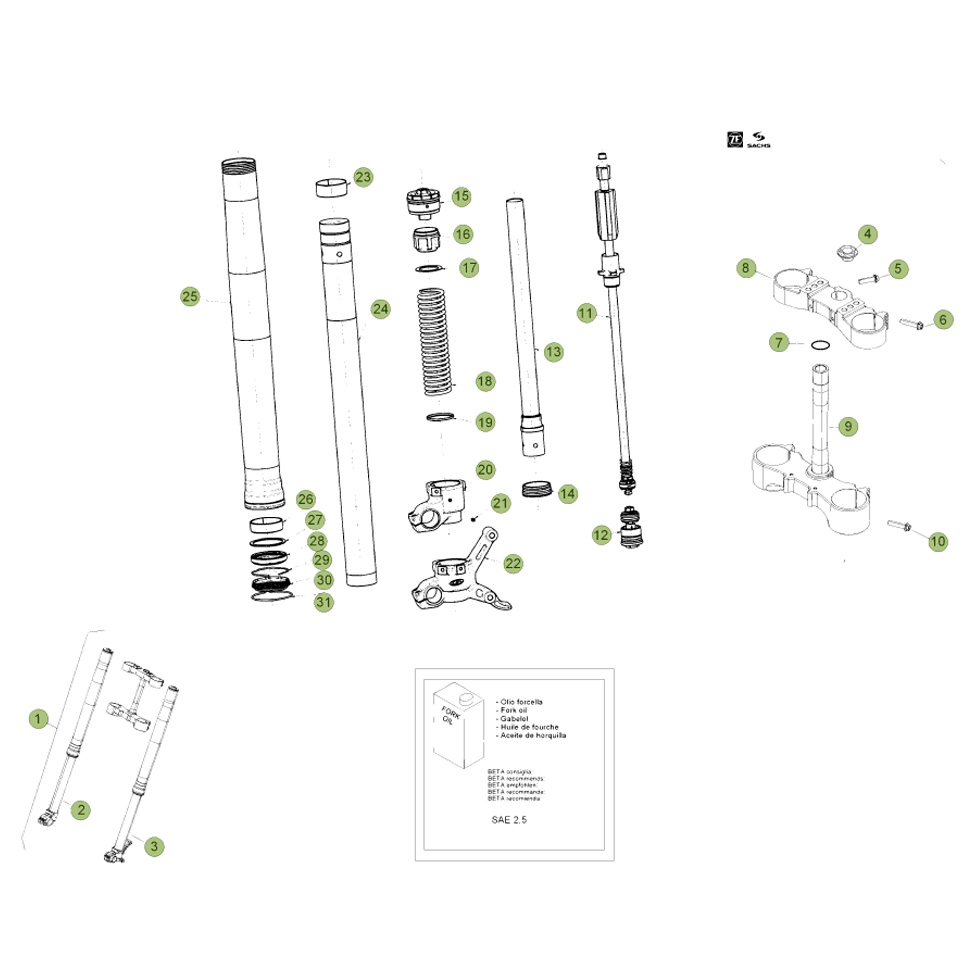 Beta RR498 12 Gabel Ersatzteile