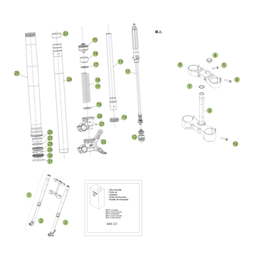 Beta RR498 14 Gabel Ersatzteile