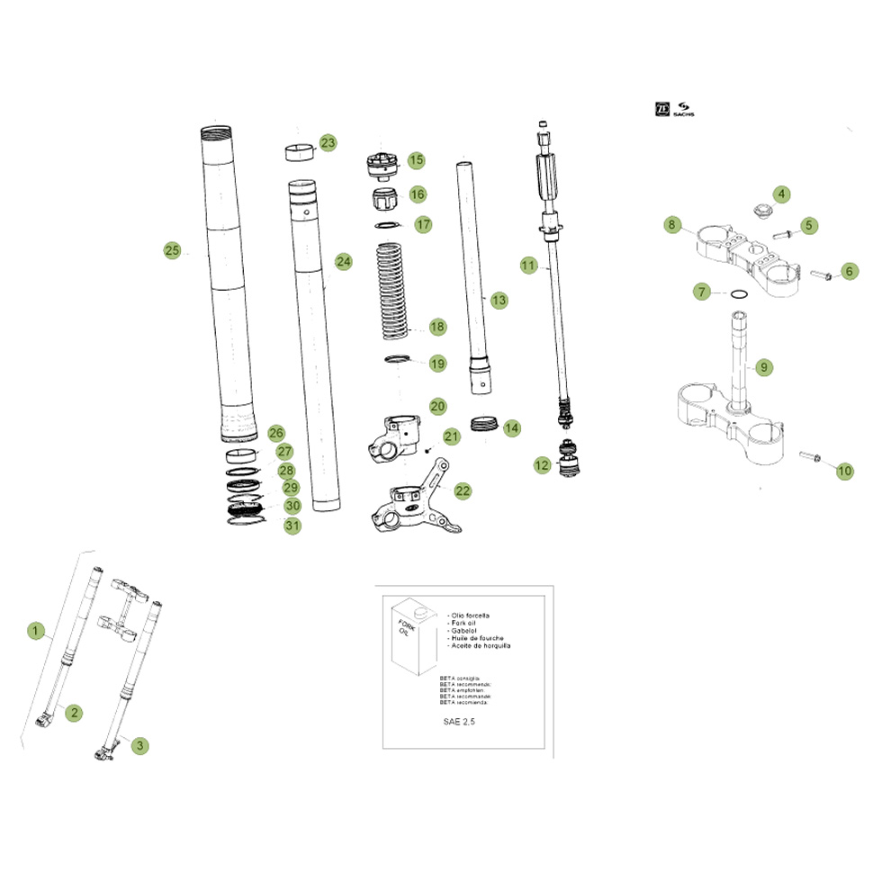Beta RR498 Factory 12 Gabel 1 Ersatzteile