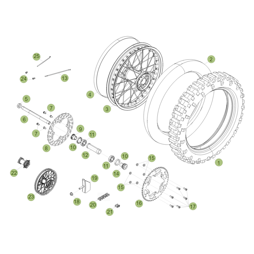 Beta RR498 Factory 12 Hinterrad 2 Ersatzteile