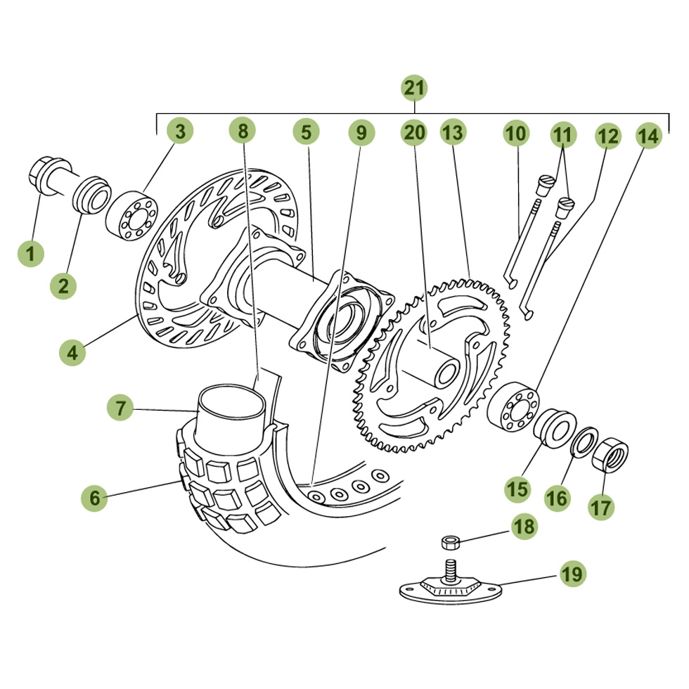 Beta RR50 10/11 Hinterrad Ersatzteile Beta RR50 10/11 Hinterrad Ersatzteile