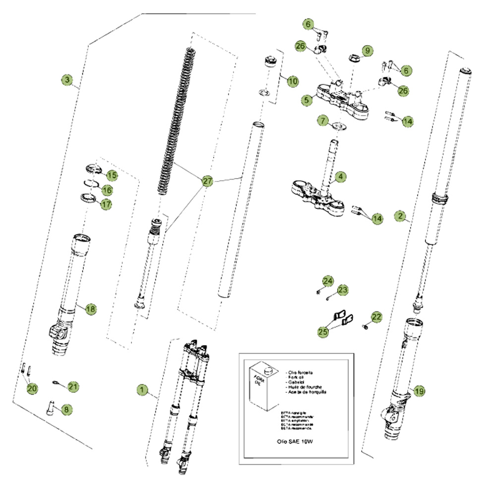 Beta RR50 12/13 Gabel Ersatzteile