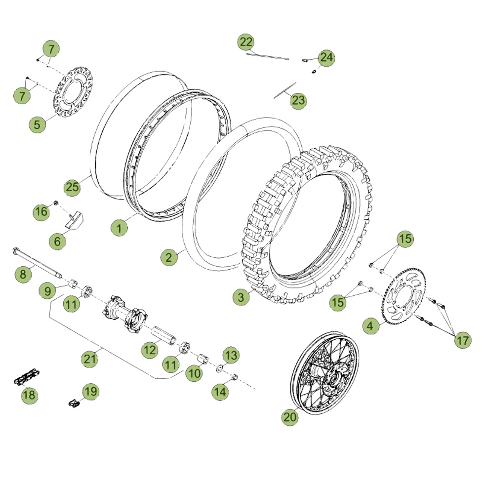 Beta RR50 12/13 Hinterrad Ersatzteile