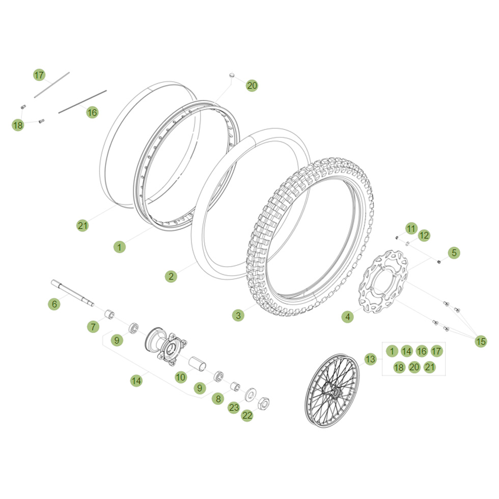 Beta RR50 16 Vorderrad Ersatzteile