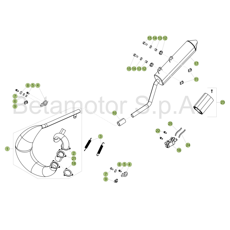 Beta RR50 Sport 17 Auspuffsystem Ersatzteile