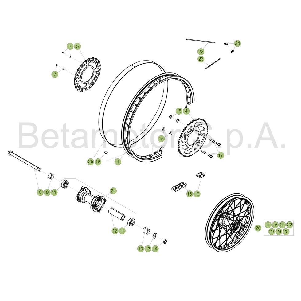 Beta RR50 17 Hinterrad Ersatzteile