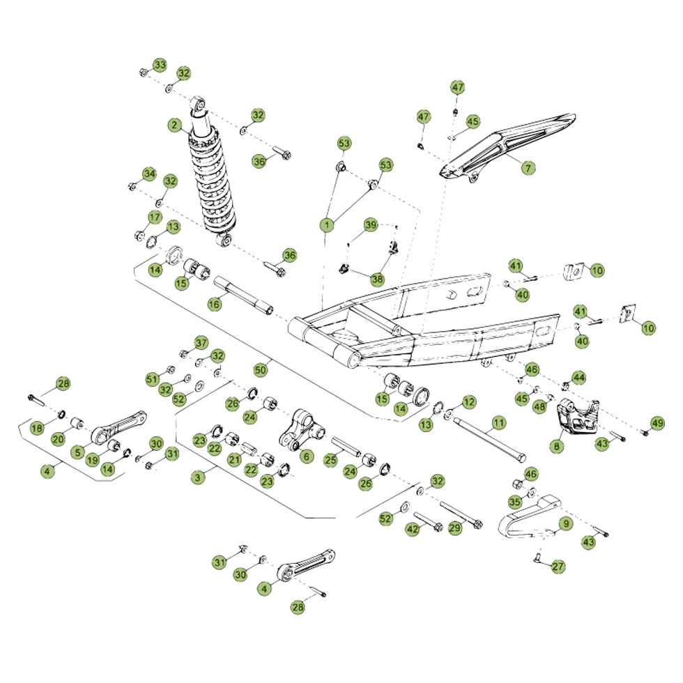 Beta RR50 Factory 13 Schwingarm/Federbein Ersatzteile Beta RR50 Factory 13 Schwingarm/Federbein Ersatzteile