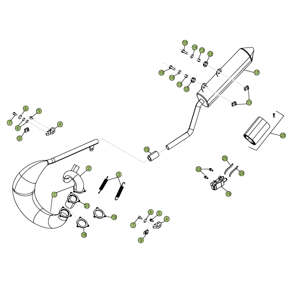 Beta RR50 Factory 13 Auspuffsystem Ersatzteile