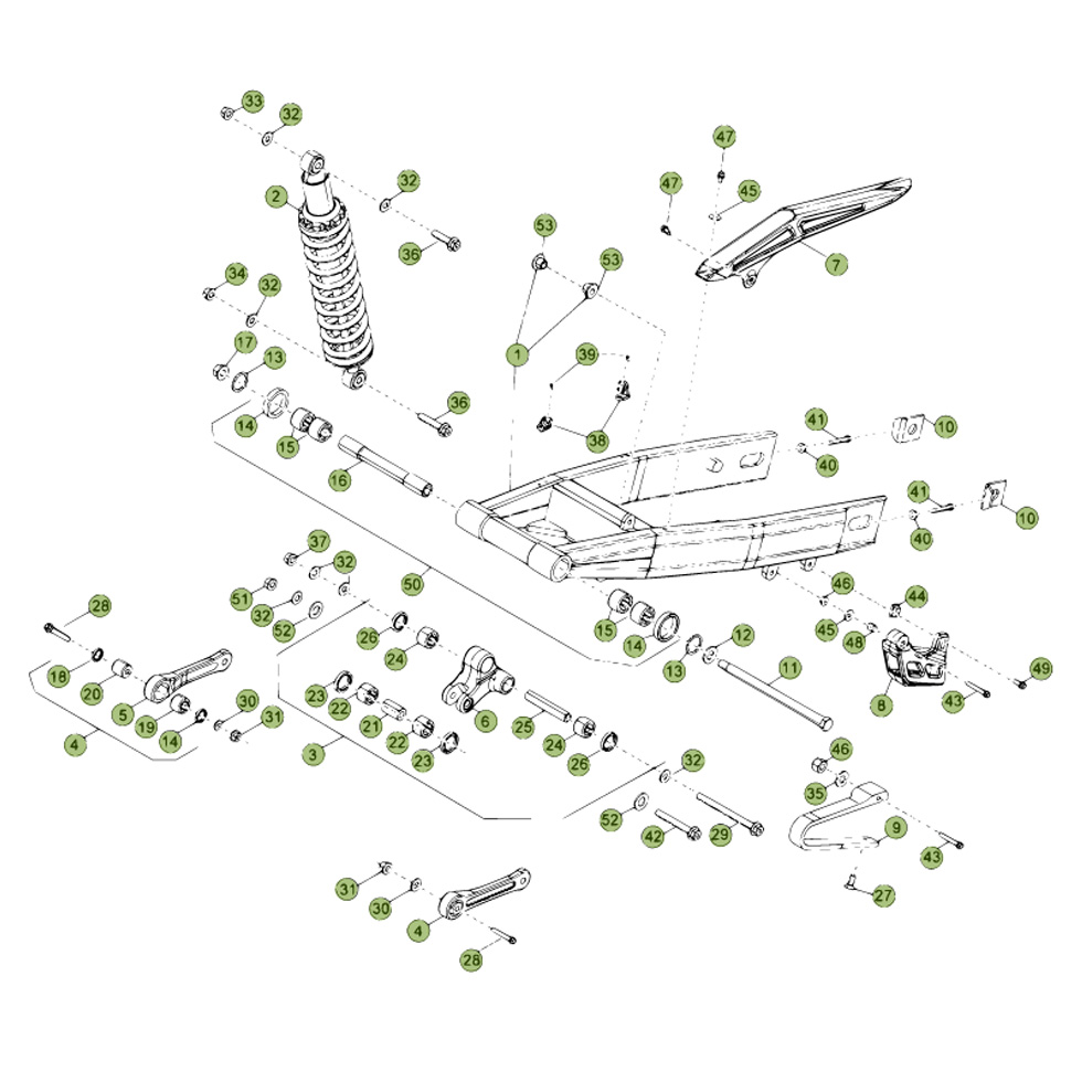 Beta RR50 Factory 14 Schwingarm/Federbein Ersatzteile