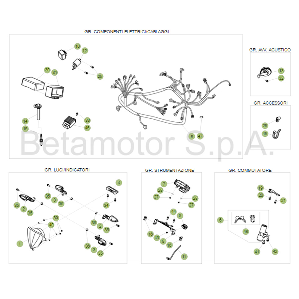 Beta RR50 Racing 16 Kabelstrang Ersatzteile