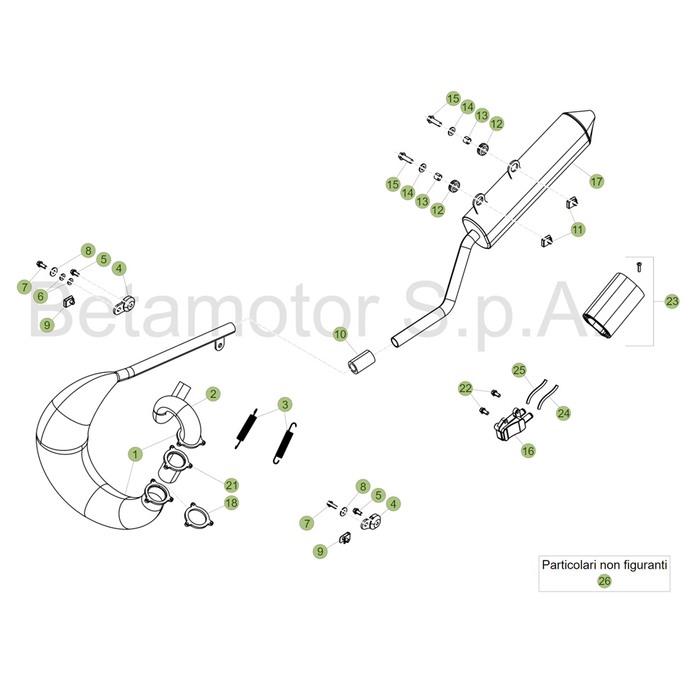 Beta RR50 Racing 17 Auspuffsystem Ersatzteile