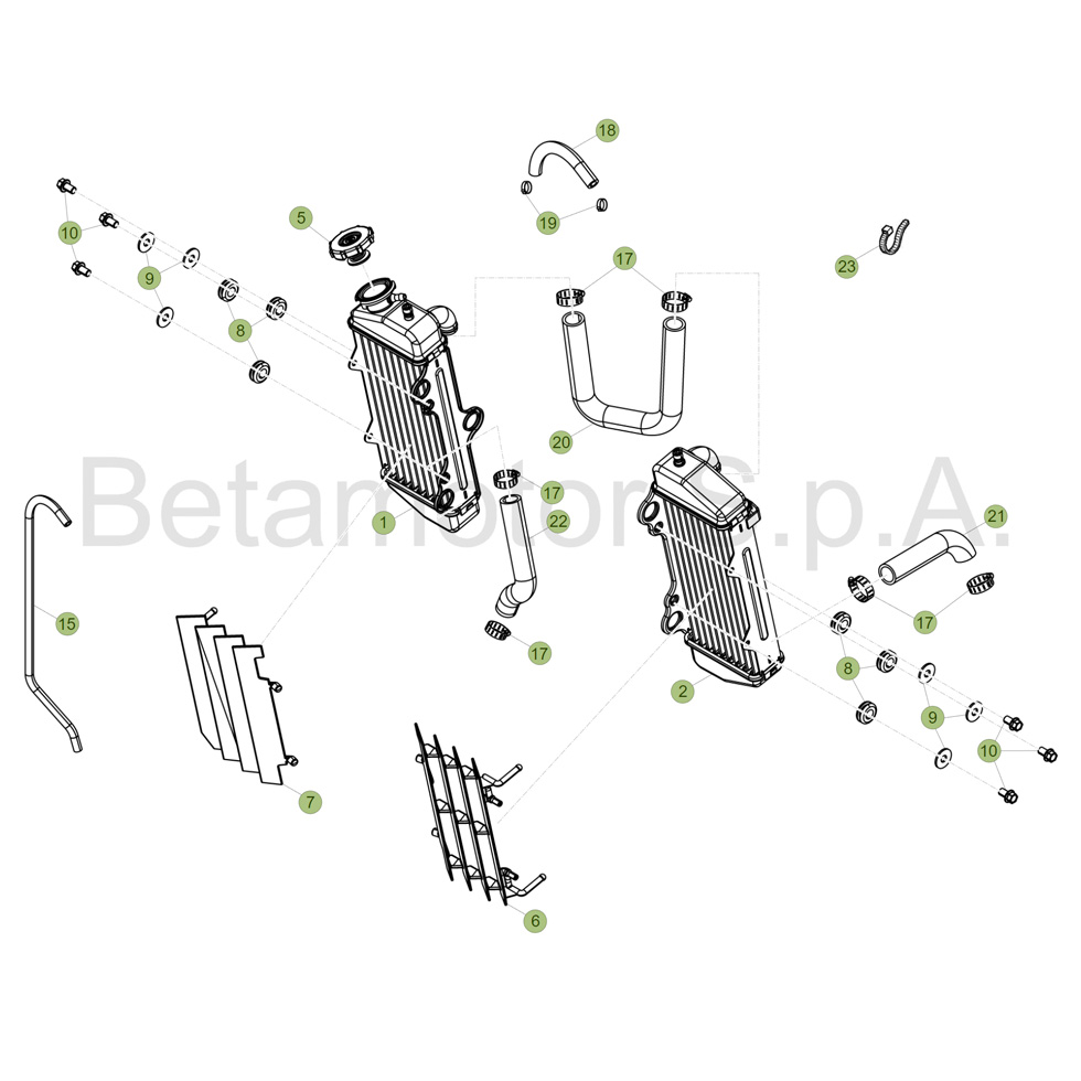 Beta RR50 Racing 17 Kühlsystem Ersatzteile Beta RR50 Racing 17 Kühlsystem Ersatzteile