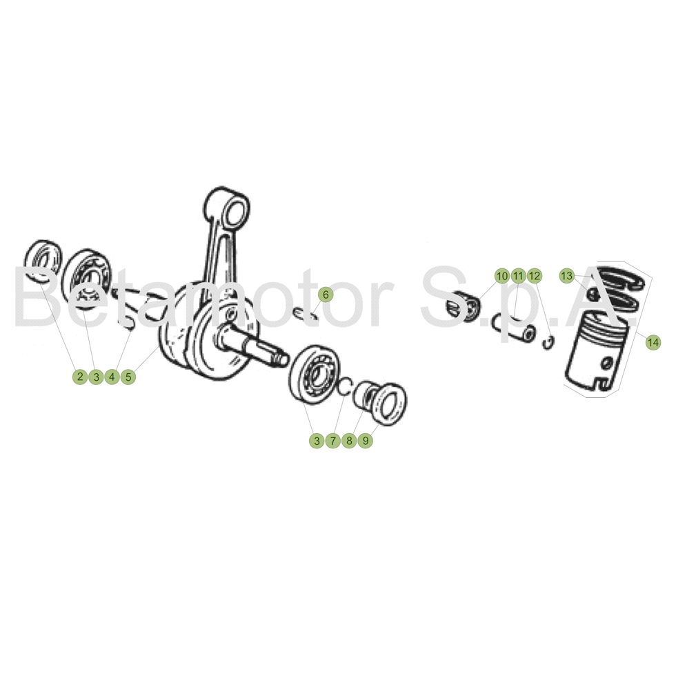 Beta RR50 Racing 17 Kurbelwelle/Kolben/Ausgleichswelle Ersatzteile