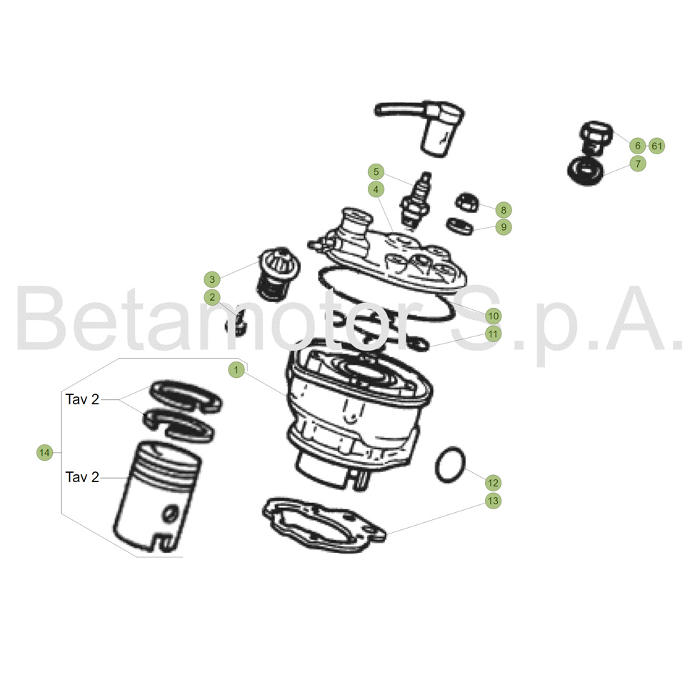 Beta RR50 Racing 17 Zylinder/Zylinderkopf/Ventiltrieb Ersatzteile