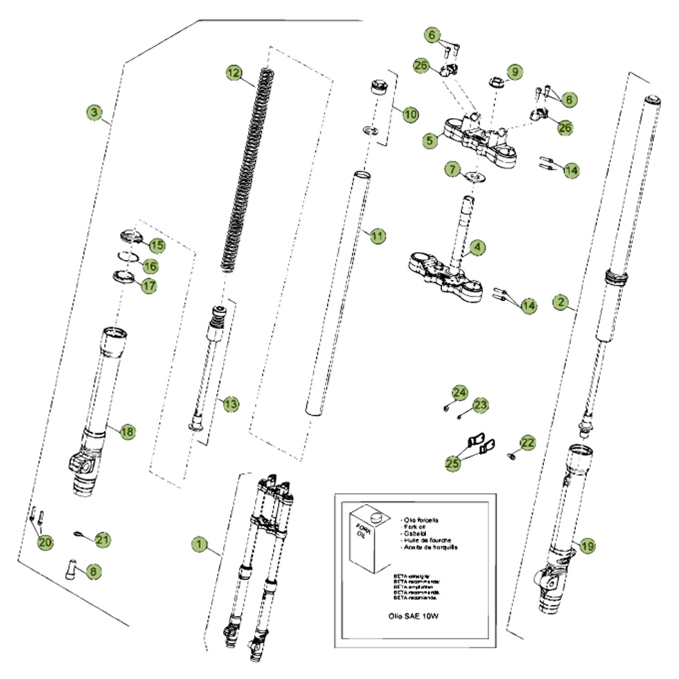 Beta RR50 Sport 15 Gabel Ersatzteile Beta RR50 Sport 15 Gabel Ersatzteile