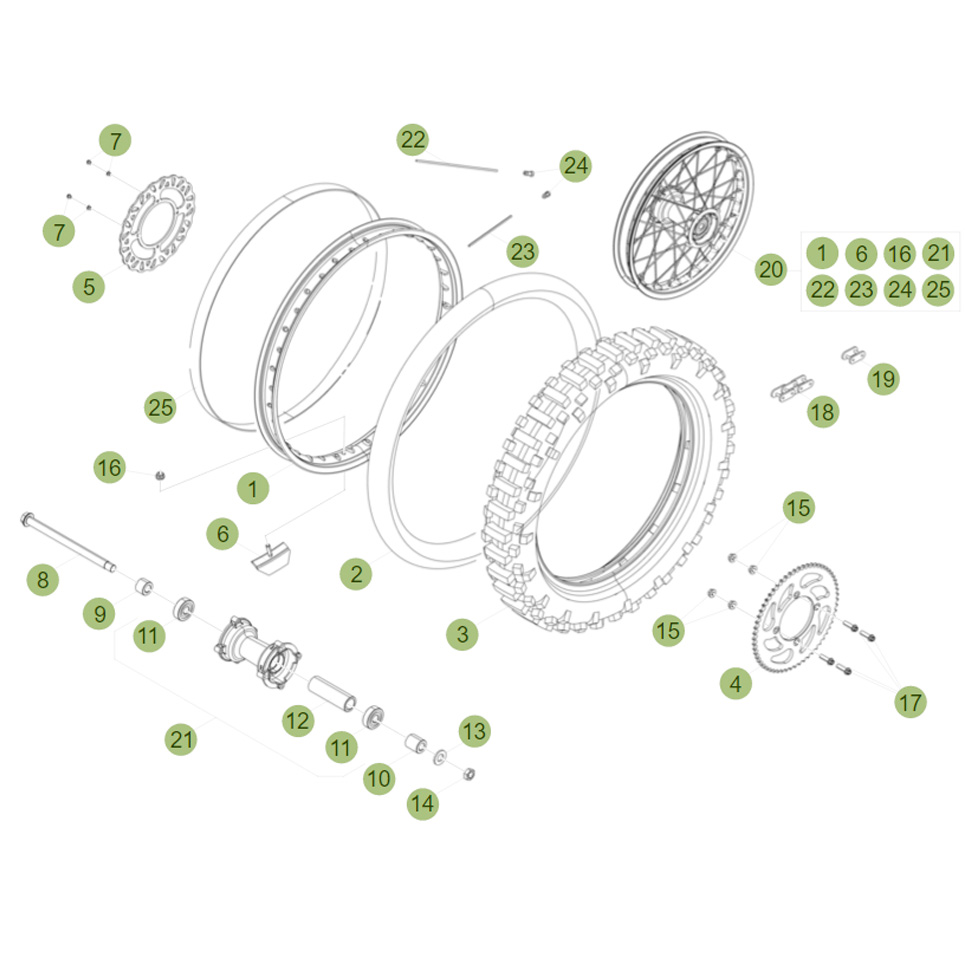 Beta RR50 Sport 15 Hinterrad Ersatzteile Beta RR50 Sport 15 Hinterrad Ersatzteile