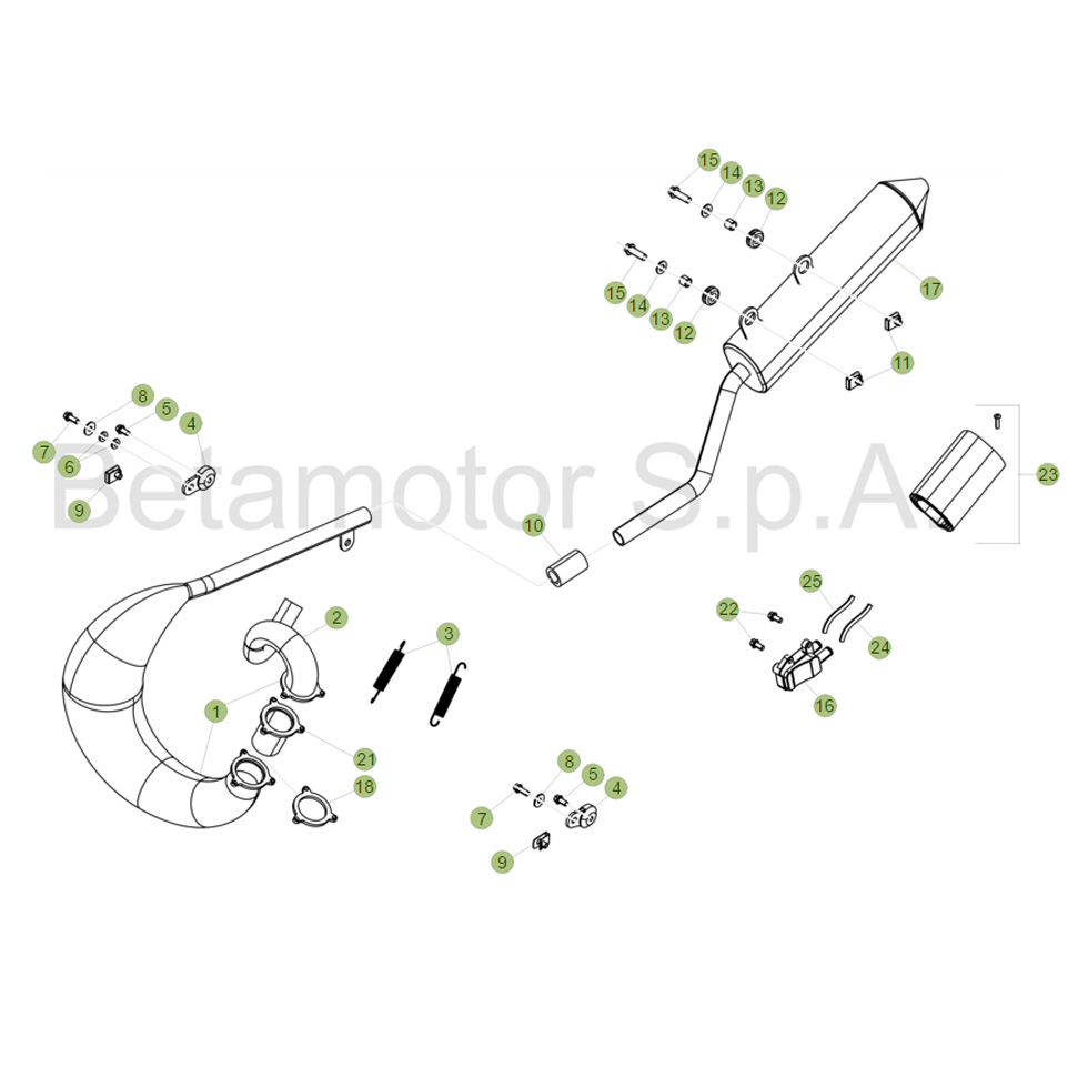 Beta RR50 Sport 16 Auspuffsystem Ersatzteile Beta RR50 Sport 16 Auspuffsystem Ersatzteile