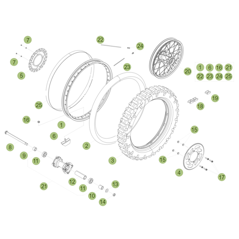 Beta RR50 Sport 16 Hinterrad Ersatzteile Beta RR50 Sport 16 Hinterrad Ersatzteile