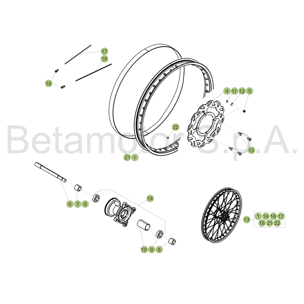 Beta RR50 Sport 17 Vorderrad Ersatzteile