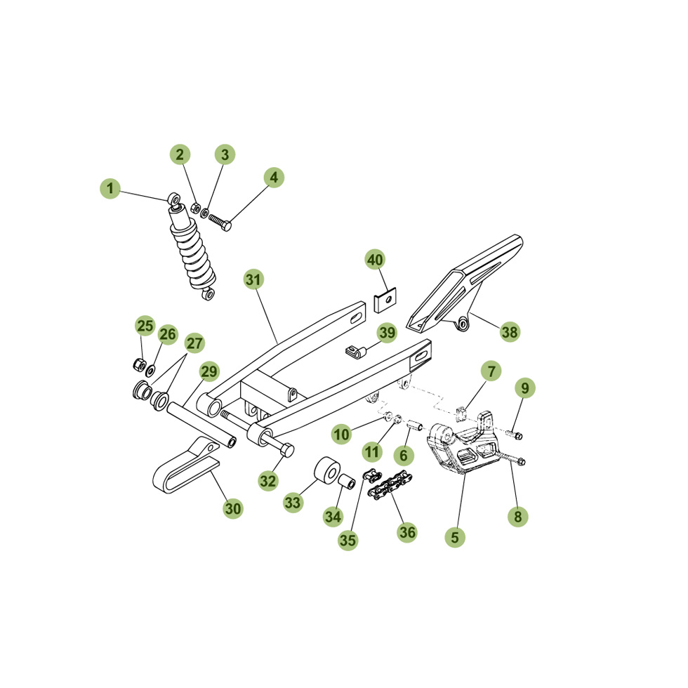 Beta RR50 Standard 10/11 Schwingarm/Federbein Ersatzteile Beta RR50 Standard 10/11 Schwingarm/Federbein Ersatzteile