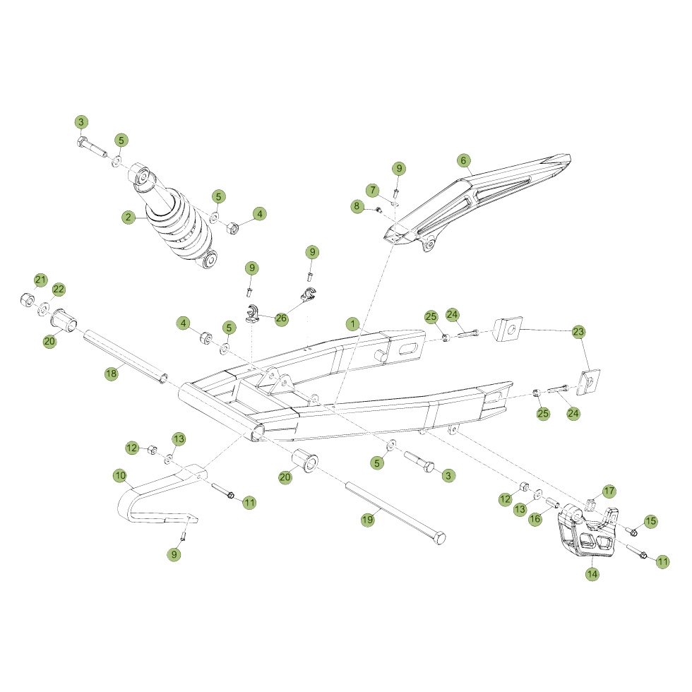 Beta RR50 Standard 13 Schwingarm/Federbein Ersatzteile Beta RR50 Standard 13 Schwingarm/Federbein Ersatzteile