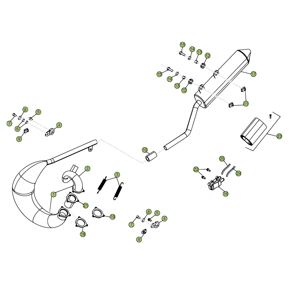 Beta RR50 Standard 14 Auspuffsystem Ersatzteile