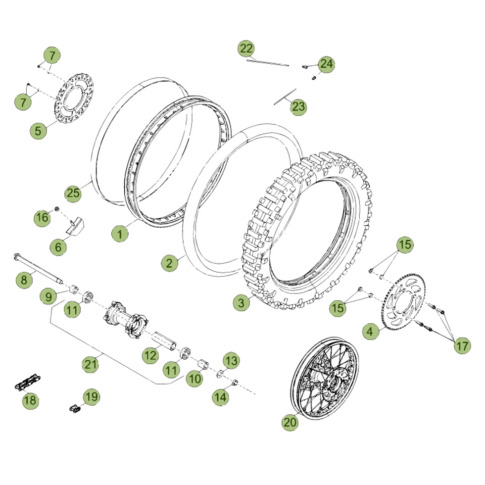 Beta RR50 Standard 14 Hinterrad 2 Ersatzteile