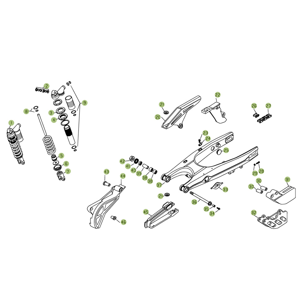Beta RR525 06 Schwingarm - Federbein Ersatzteile