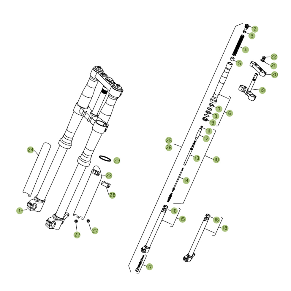 Beta RR525 06 Gabel Ersatzteile Beta RR525 06 Gabel Ersatzteile
