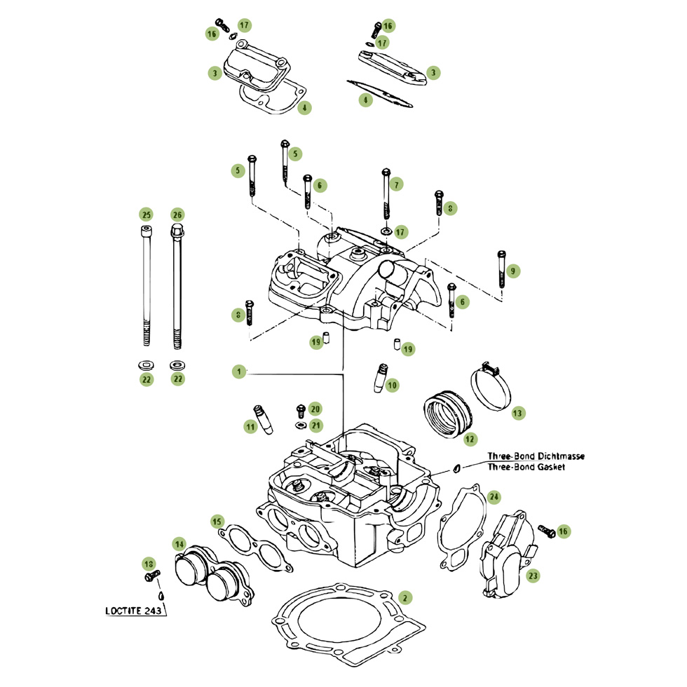 Beta RR525 Racing 09 Zylinder/Zylinderkopf/Ventiltrieb 1 Ersatzteile