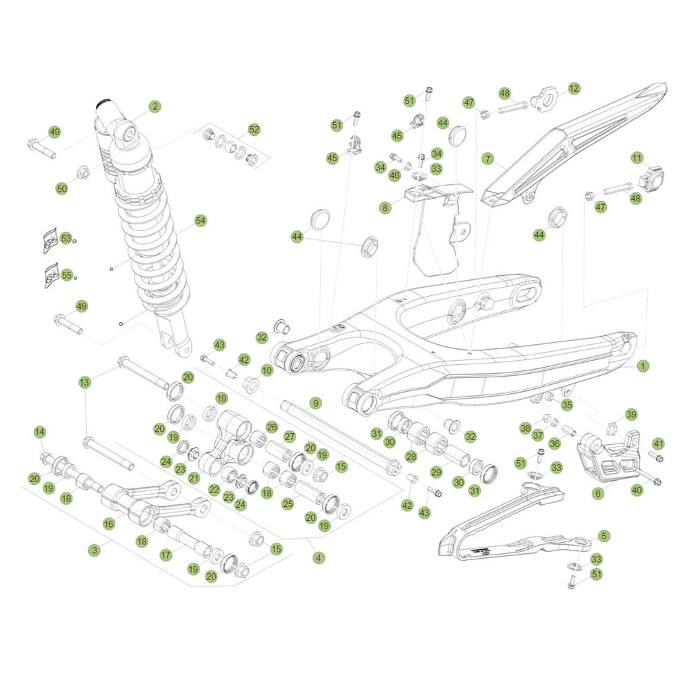Beta X trainer 15 Schwingarm-Federbein Ersatzteile Beta X trainer 15 Schwingarm-Federbein Ersatzteile