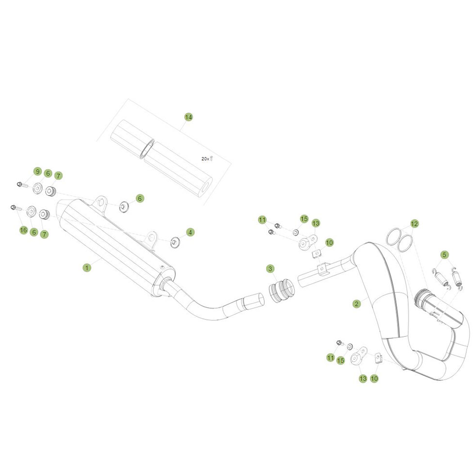 Beta X trainer 15 Auspuffsystem 2 Ersatzteile