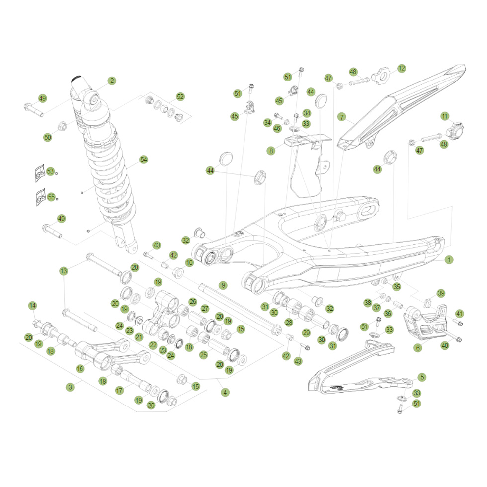 Beta Xtrainer300 18 Schwingarm/Federbein 1 Ersatzteile