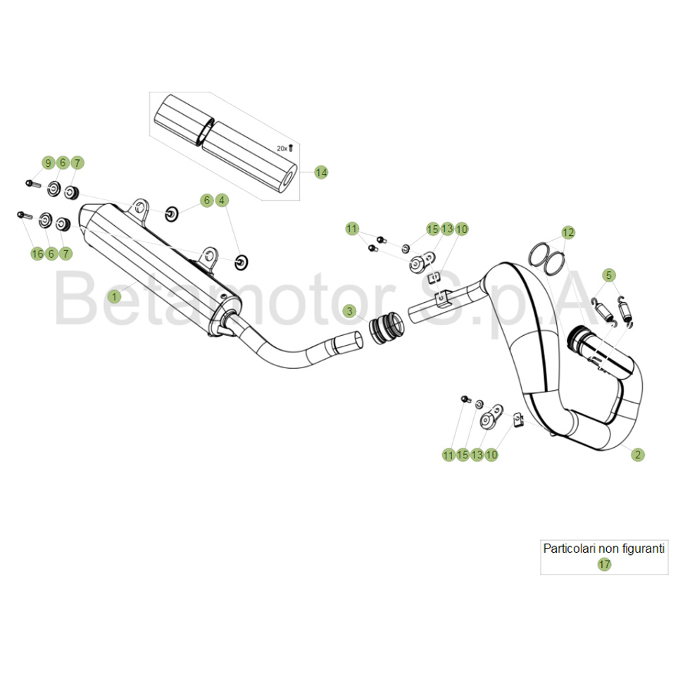 Beta Xtrainer 17 Auspuffsystem Ersatzteile Beta Xtrainer 17 Auspuffsystem Ersatzteile