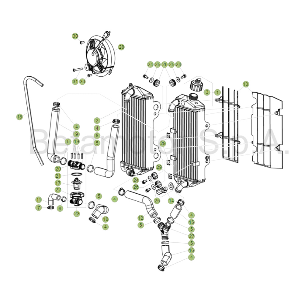 Beta Xtrainer 17 Kühlsystem Ersatzteile Beta Xtrainer 17 Kühlsystem Ersatzteile
