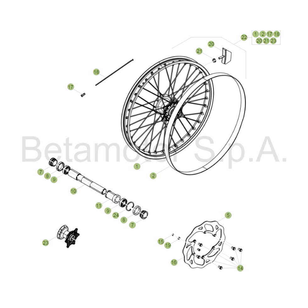 Beta Xtrainer300 18 Vorderrad Ersatzteile Beta Xtrainer300 18 Vorderrad Ersatzteile