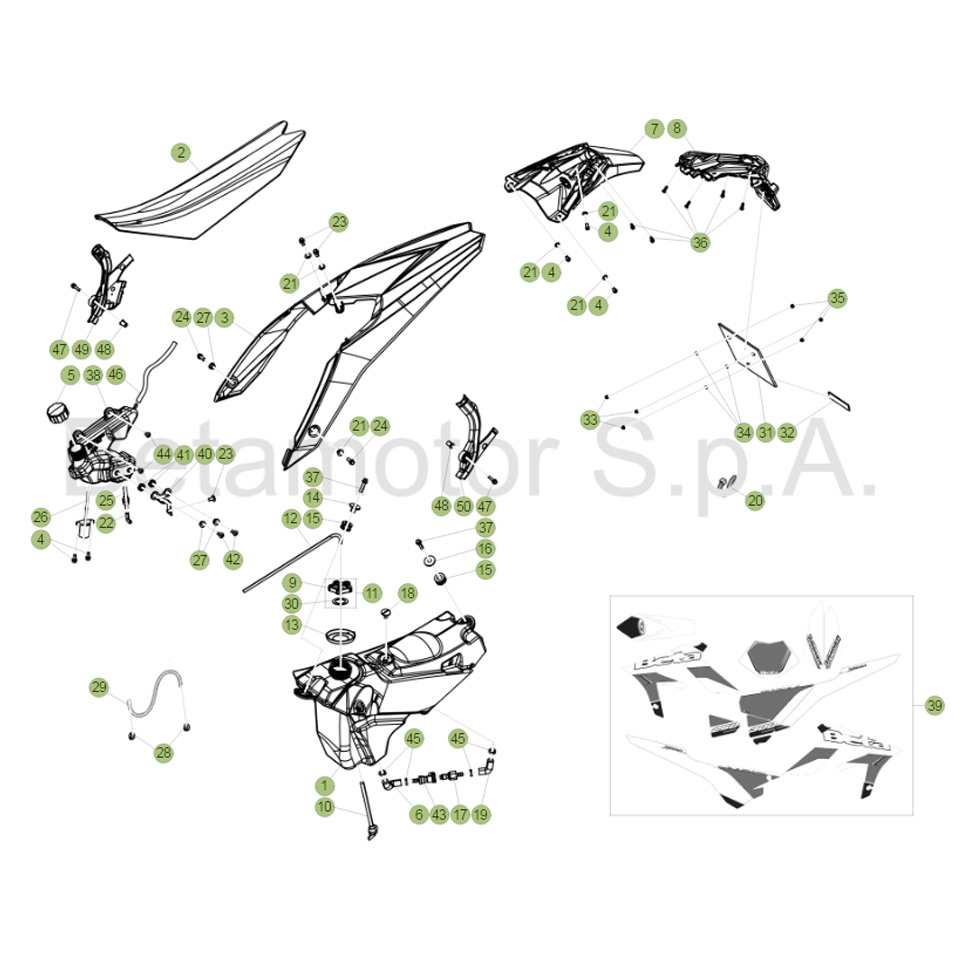 Beta Xtrainer 17 Verkleidung/Sitzbank/Tank 2 Ersatzteile