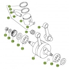 Beta EVO80 Junior 09 Kurbelwelle/Kolben/Ausgleichswelle