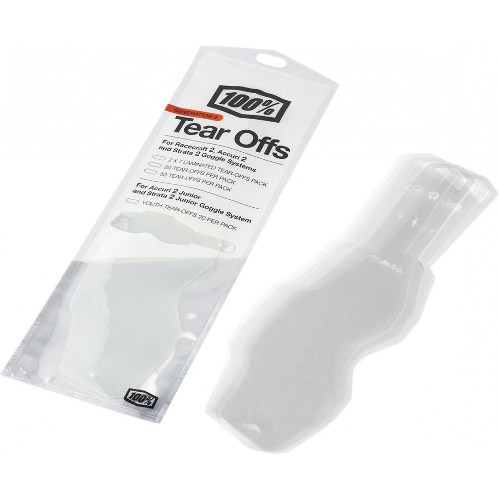 100% Youth Racecraft2/Accuri2/Strata2 20 Stück Tear Offs