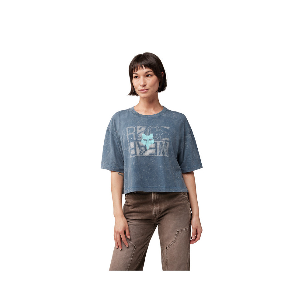 FOX Women Race Graphic SS Oversized Crop dark vintage S