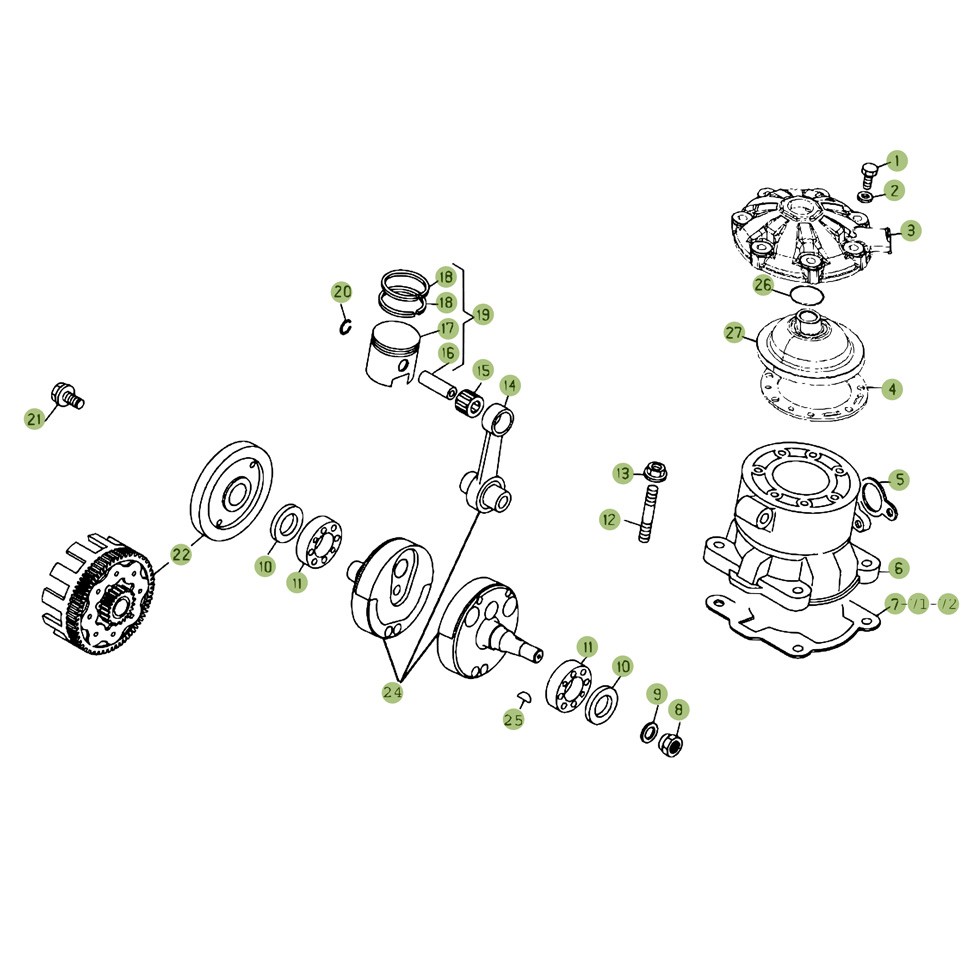 Beta EVO290 10 Kurbelwelle/Kolben/Ausgleichswelle