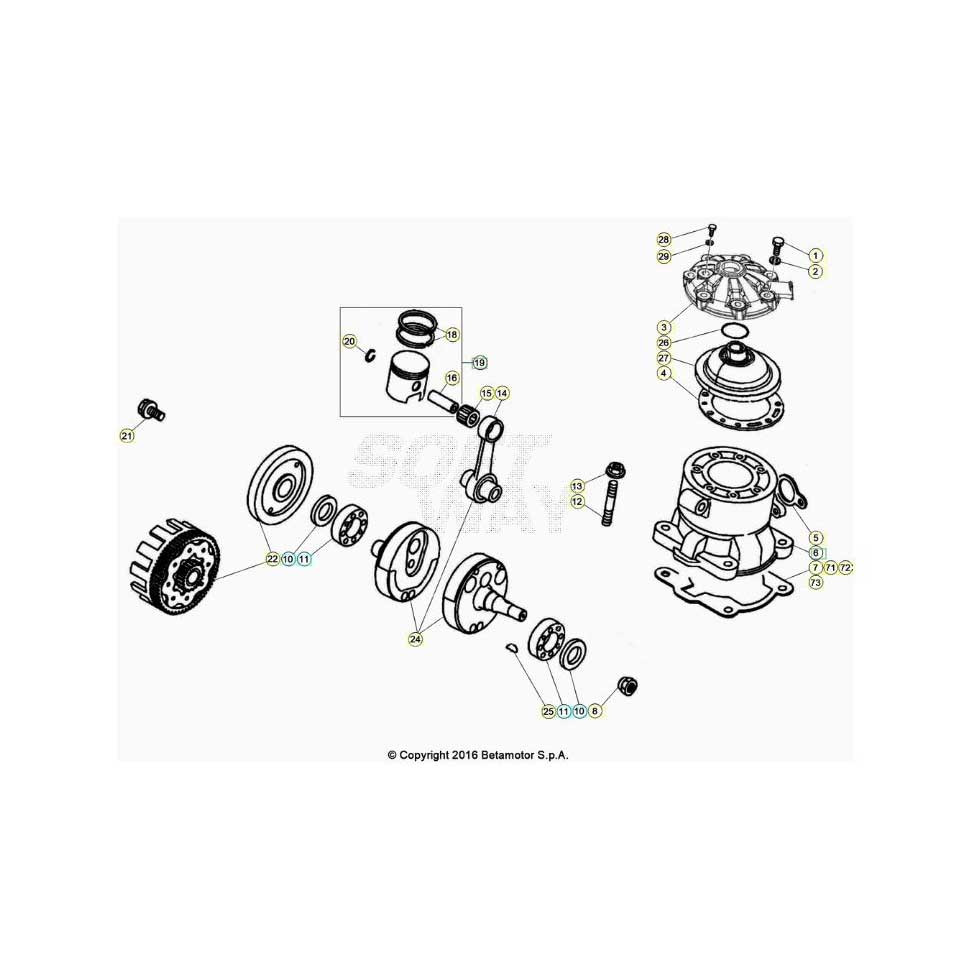 Beta EVO300 2T 22 Kurbelwelle/Kolben/Ausgleichswelle