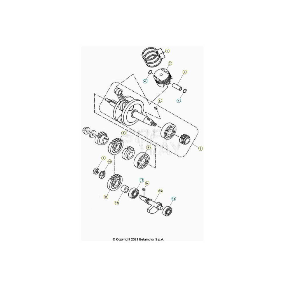 Beta RR125 LC R 24 Kurbelwelle/Kolben/Ausgleichswelle