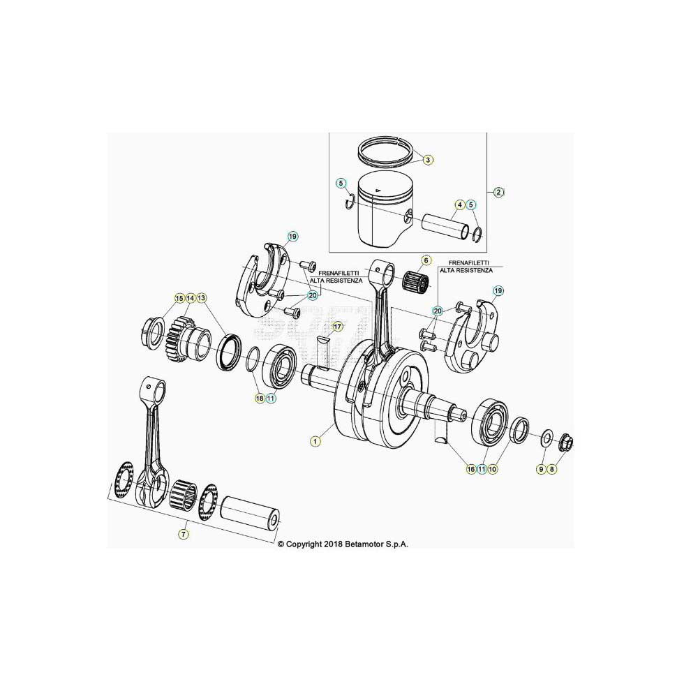 Beta RR125RC 26 Kurbelwelle/Kolben/Ausgleichswelle