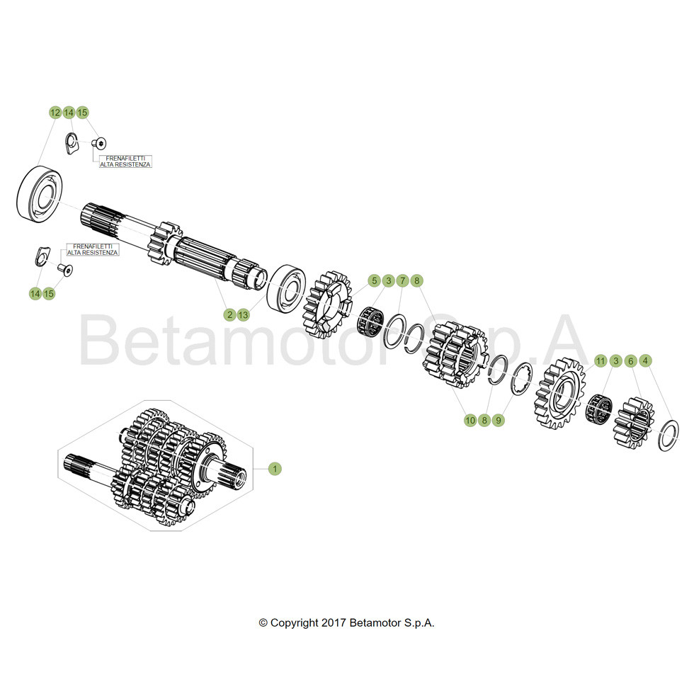 Beta RR125RC 19 Getriebe 1