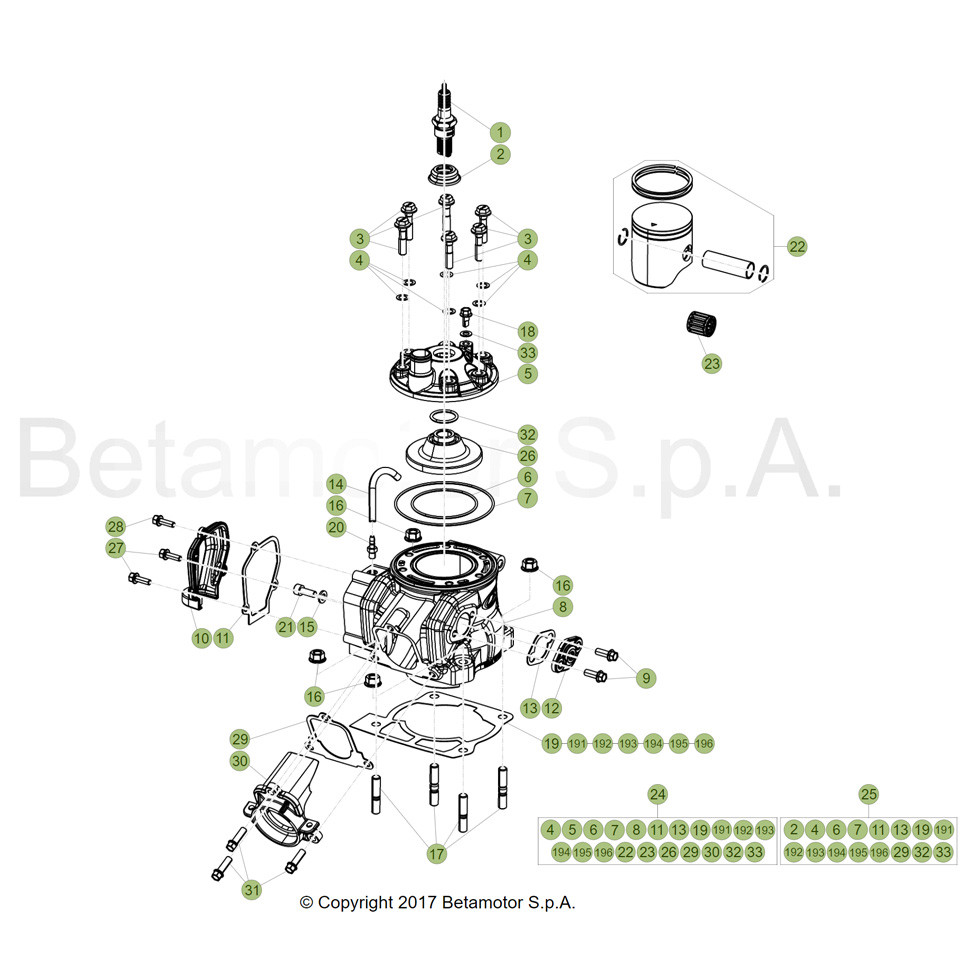 Beta RR125RC 19 Zylinder/Zylinderkopf/Ventiltrieb