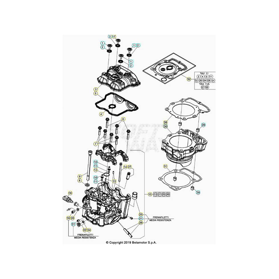 Beta RR430 26 Zylinder/Zylinderkopf/Ventiltrieb 1